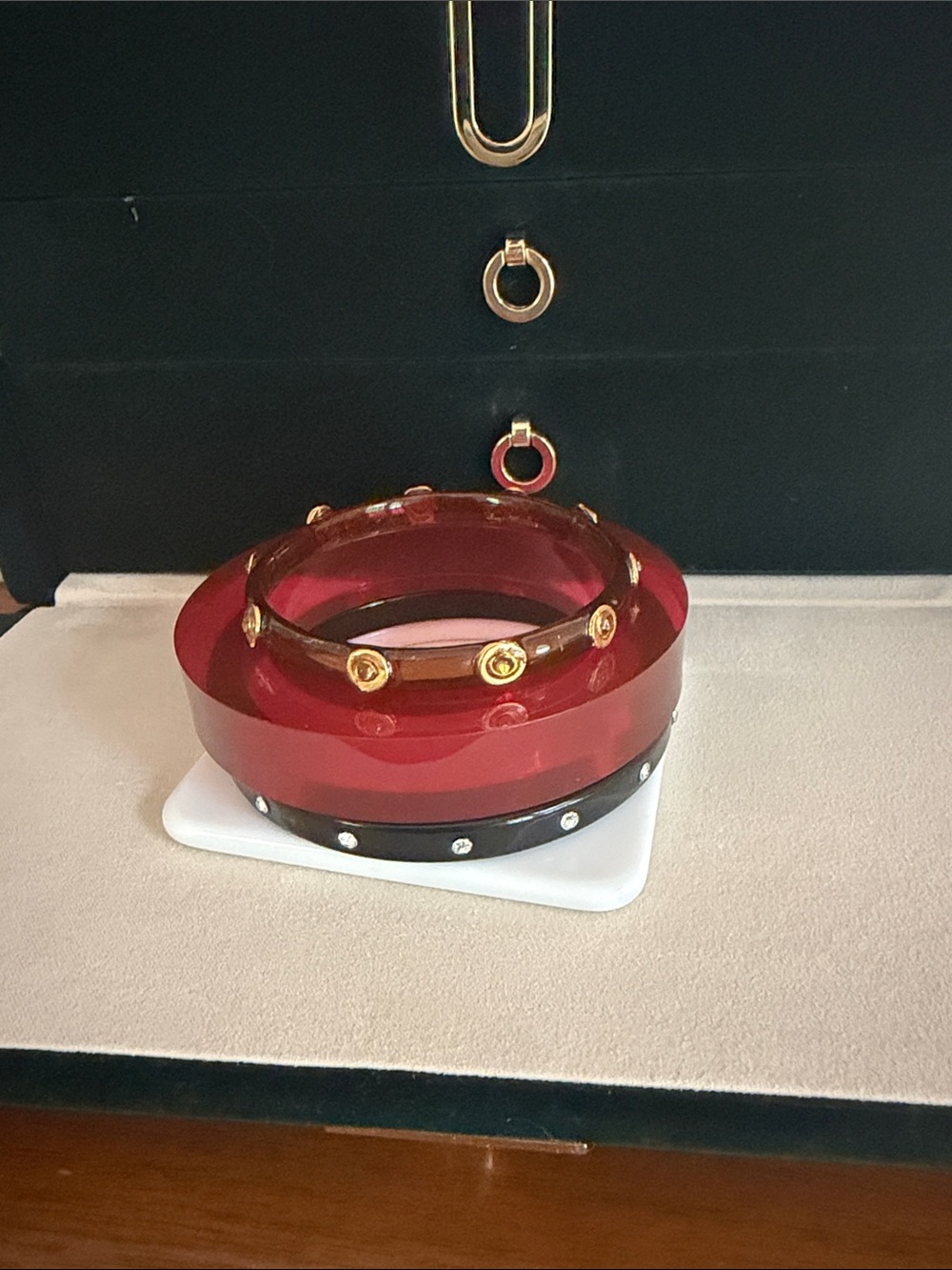 Red Resin and Gold Accent Bangle Set - Women Jewelry
